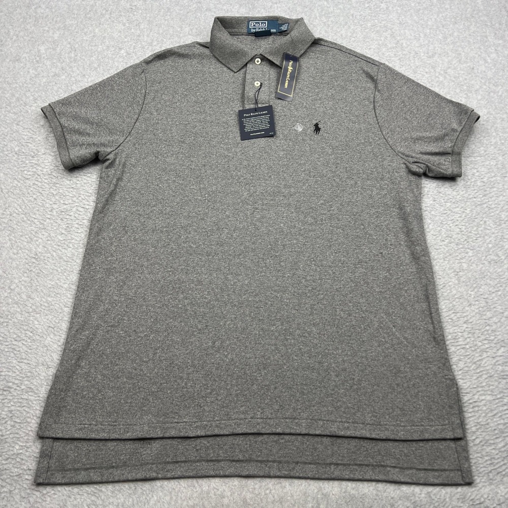 NEW Polo Ralph Lauren Interlock Shirt Mens Large Gray Custom Fit Cotton Logo NWT